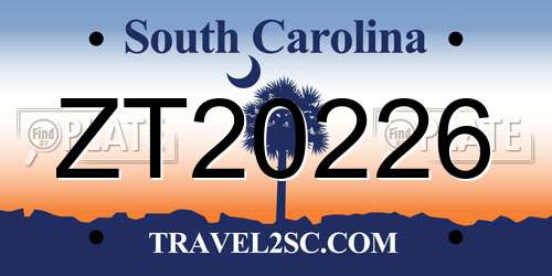 ZT20226 South Carolina License Plate