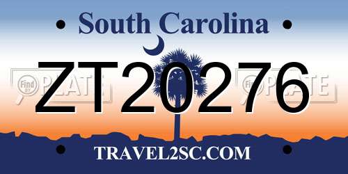 ZT20276 South Carolina License Plate