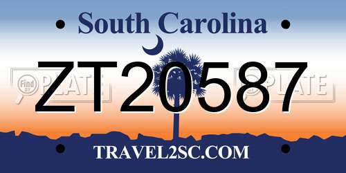 ZT20587 South Carolina License Plate