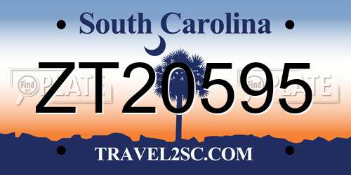ZT20595 South Carolina License Plate