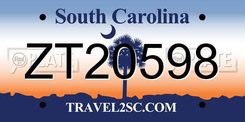 ZT20598 South Carolina License Plate
