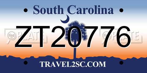 ZT20776 South Carolina License Plate