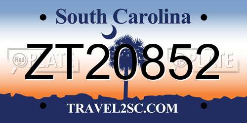 ZT20852 South Carolina License Plate