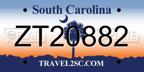 ZT20882 South Carolina License Plate