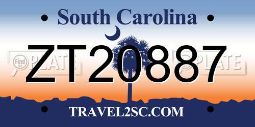 ZT20887 South Carolina License Plate