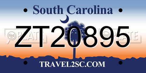 ZT20895 South Carolina License Plate