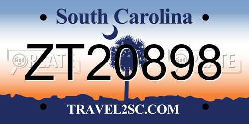 ZT20898 South Carolina License Plate