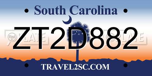 ZT2D882 South Carolina License Plate