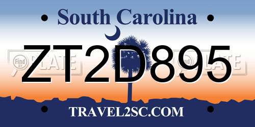 ZT2D895 South Carolina License Plate