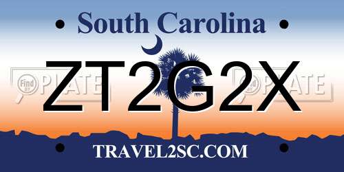 ZT2G2X South Carolina License Plate