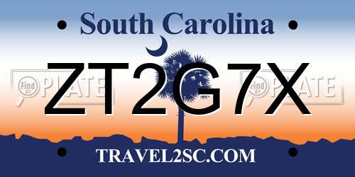 ZT2G7X South Carolina License Plate