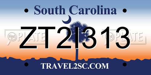 ZT2I313 South Carolina License Plate