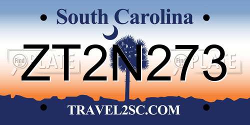 ZT2N273 South Carolina License Plate