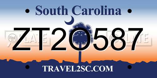 ZT2O587 South Carolina License Plate