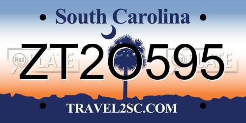 ZT2O595 South Carolina License Plate