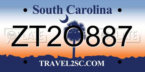 ZT2O887 South Carolina License Plate