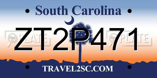 ZT2P471 South Carolina License Plate