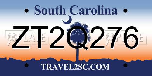 ZT2Q276 South Carolina License Plate