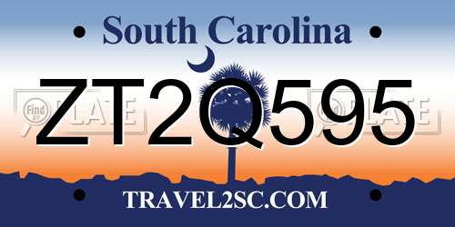 ZT2Q595 South Carolina License Plate