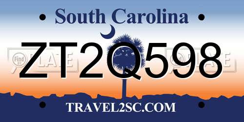 ZT2Q598 South Carolina License Plate
