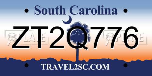 ZT2Q776 South Carolina License Plate