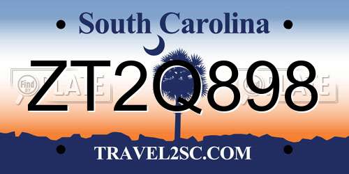 ZT2Q898 South Carolina License Plate