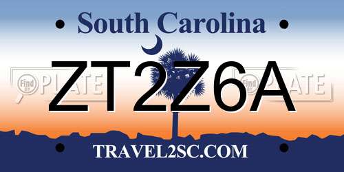 ZT2Z6A South Carolina License Plate