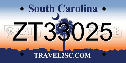ZT33025 South Carolina License Plate