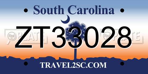 ZT33028 South Carolina License Plate