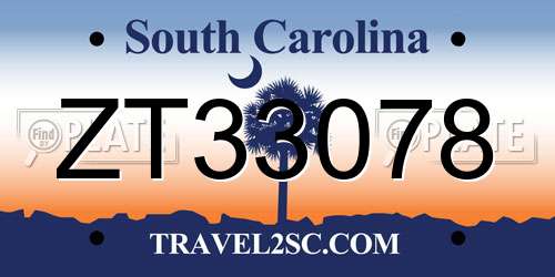 ZT33078 South Carolina License Plate