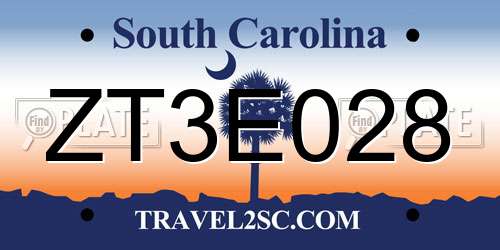 ZT3E028 South Carolina License Plate