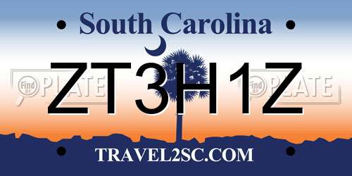 ZT3H1Z South Carolina License Plate