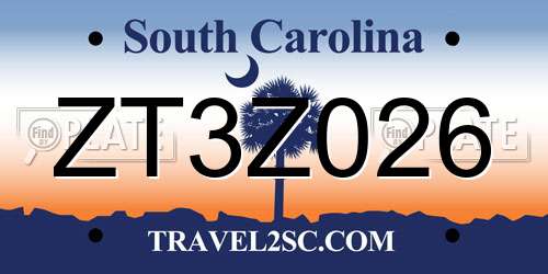 ZT3Z026 South Carolina License Plate