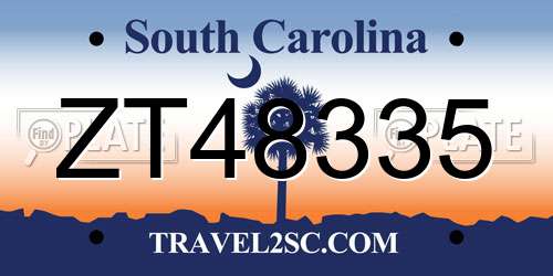 ZT48335 South Carolina License Plate