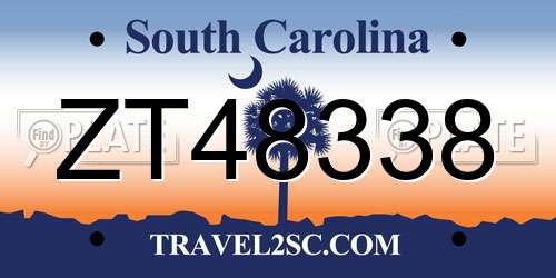 ZT48338 South Carolina License Plate