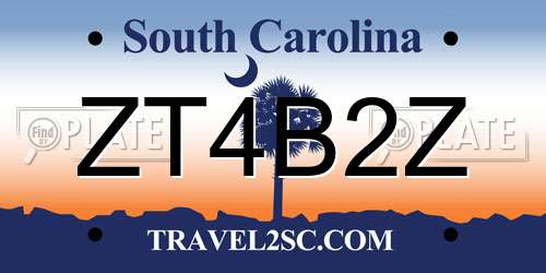 ZT4B2Z South Carolina License Plate