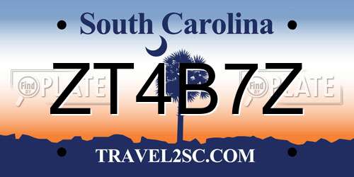 ZT4B7Z South Carolina License Plate