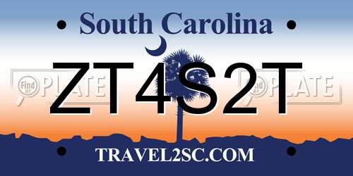 ZT4S2T South Carolina License Plate