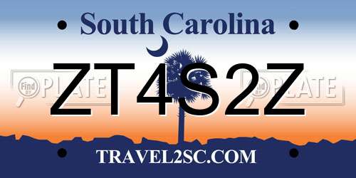 ZT4S2Z South Carolina License Plate