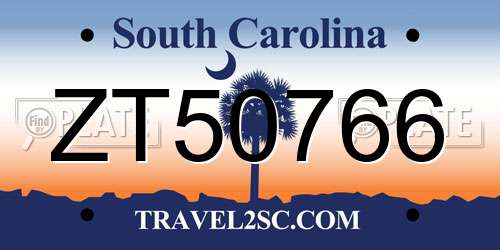 ZT50766 South Carolina License Plate