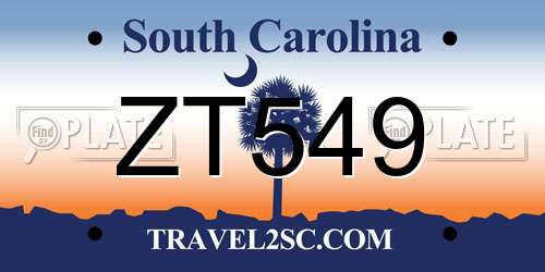 ZT549 South Carolina License Plate