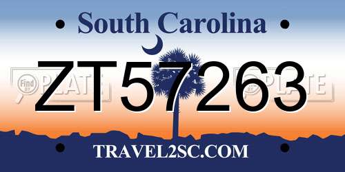 ZT57263 South Carolina License Plate