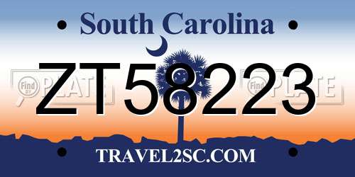 ZT58223 South Carolina License Plate