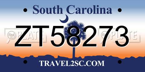ZT58273 South Carolina License Plate