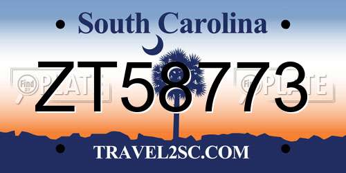 ZT58773 South Carolina License Plate