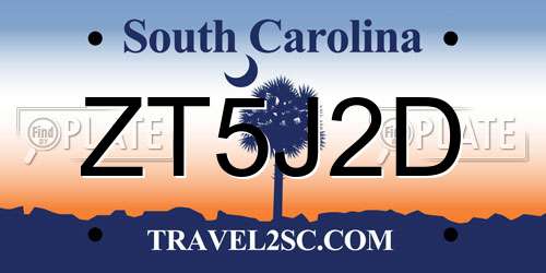 ZT5J2D South Carolina License Plate