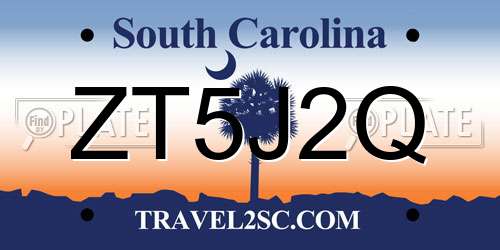 ZT5J2Q South Carolina License Plate