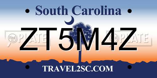 ZT5M4Z South Carolina License Plate