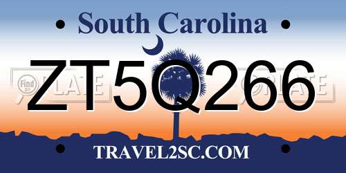 ZT5Q266 South Carolina License Plate