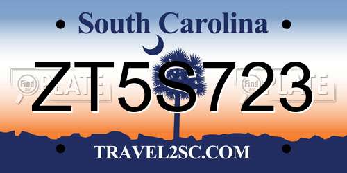 ZT5S723 South Carolina License Plate